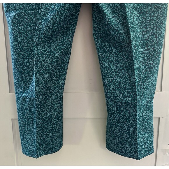 Isaac Mizrahi Live! Regular 24/7 Stretch Ankle Pants Blue Green Floral Print 24W - Picture 4 of 4